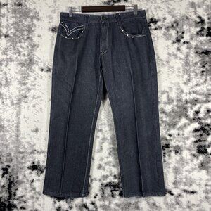 Imperious Delf Jeans Mens Size 36x32 Black Y2K Skater Grunge Pleated Leg Studded